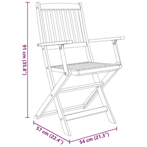 vidaXL 3-Piece Folding Outdoor Dining Set Solid Acacia Wood