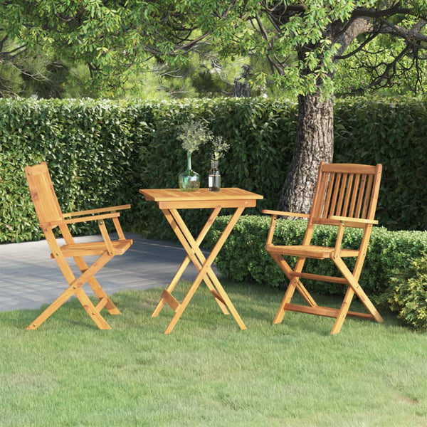 vidaXL 3-Piece Folding Outdoor Dining Set Solid Acacia Wood