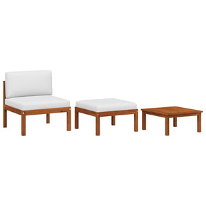vidaXL 3-Piece Garden Lounge Set with Cushions Acacia Wood & Rope
