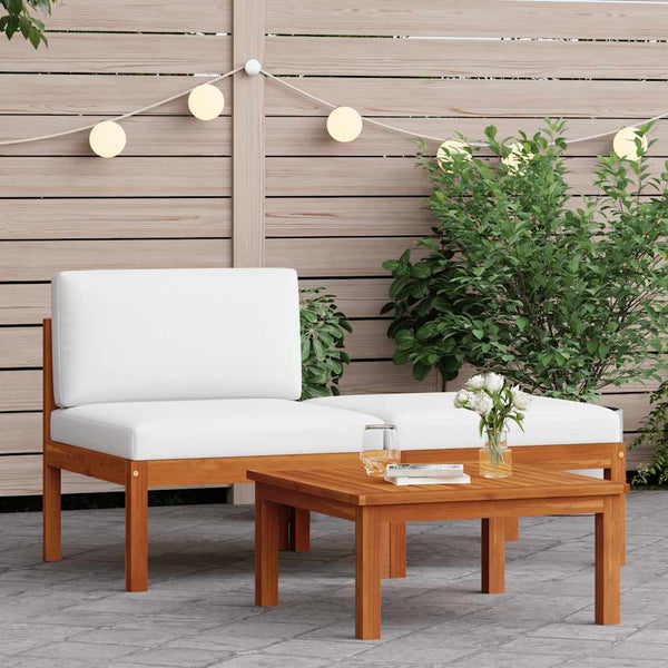 vidaXL 3-Piece Garden Lounge Set with Cushions Acacia Wood & Rope