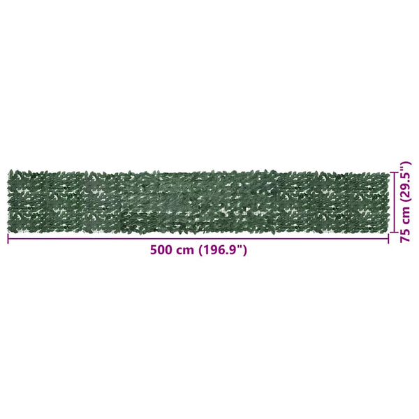 vidaXL Balcony Privacy Screen with Dark Green Leaves 500x75 cm