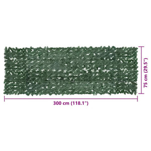 vidaXL Balcony Privacy Screen with Dark Green Leaves 300x100 cm