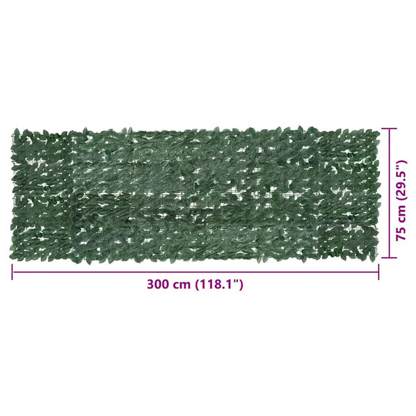 vidaXL Balcony Privacy Screen with Dark Green Leaves 300x100 cm