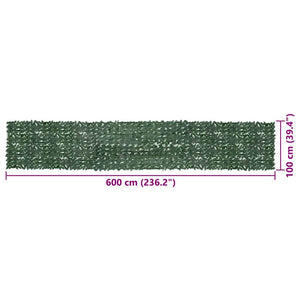 vidaXL Balcony Privacy Screen with Dark Green Leaves 600x100 cm