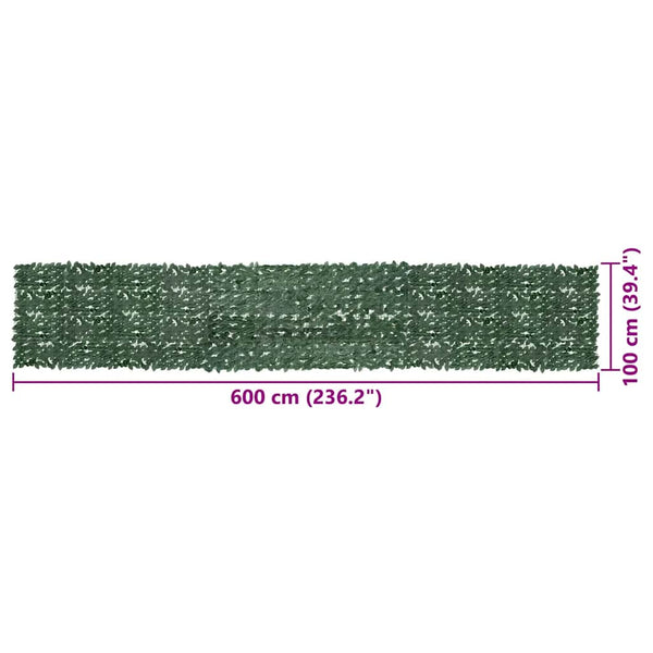 vidaXL Balcony Privacy Screen with Dark Green Leaves 600x100 cm