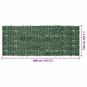 vidaXL Balcony Screen with Dark Green Leaves 400x150 cm