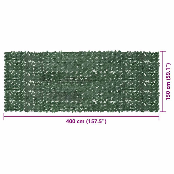 vidaXL Balcony Screen with Dark Green Leaves 400x150 cm