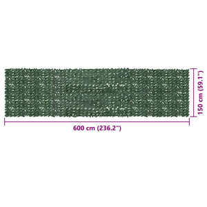 vidaXL Balcony Privacy Screen with Dark Green Leaves 600x150 cm
