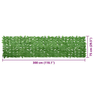 vidaXL Balcony Privacy Screen with Green Leaves 300x75 cm