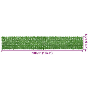 vidaXL Balcony Privacy Screen with Green Leaves 500x75 cm