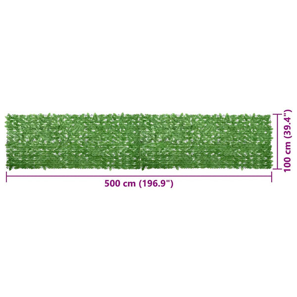 vidaXL Balcony Privacy Screen with Green Leaves 500x100 cm