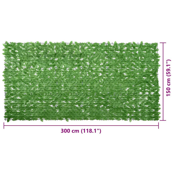 vidaXL Balcony Privacy Screen with Green Leaves 300x150 cm