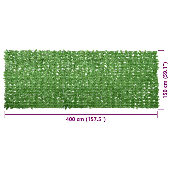 vidaXL Balcony Privacy Screen with Green Leaves 400x150 cm