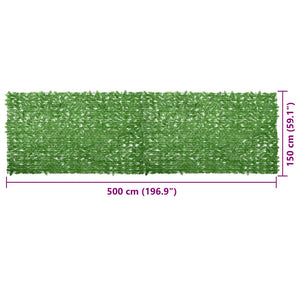vidaXL Balcony Privacy Screen with Green Leaves 500x150 cm