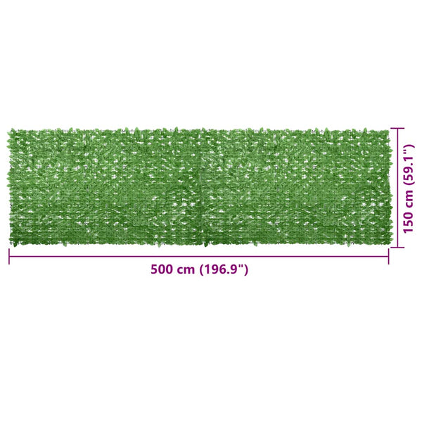 vidaXL Balcony Privacy Screen with Green Leaves 500x150 cm