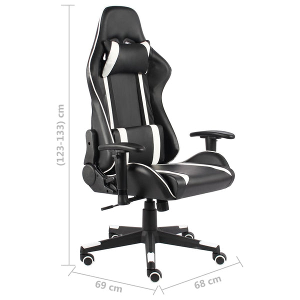 vidaXL Swivel Gaming Chair White PVC