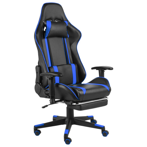 vidaXL Gaming Chair with Footrest Swivel Blue PVC