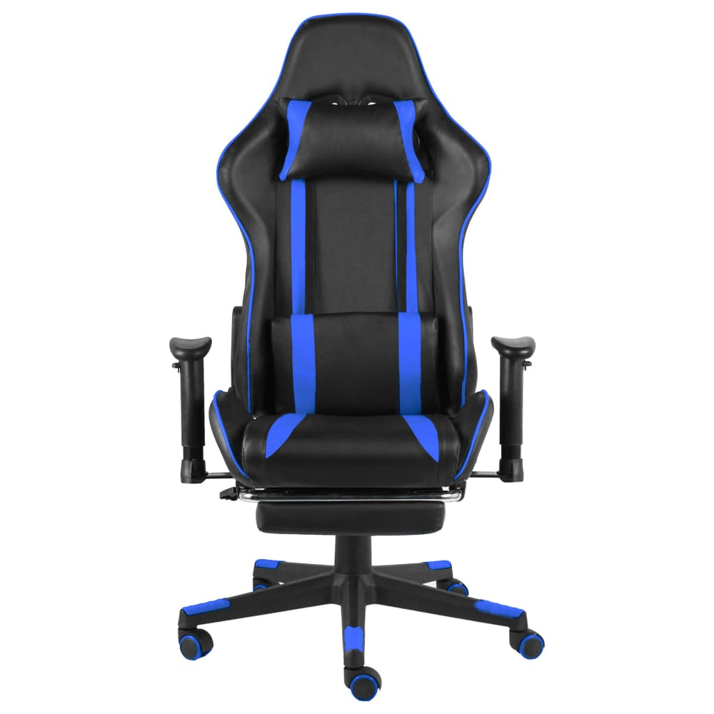 vidaXL Gaming Chair with Footrest Swivel Blue PVC