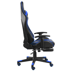 vidaXL Gaming Chair with Footrest Swivel Blue PVC