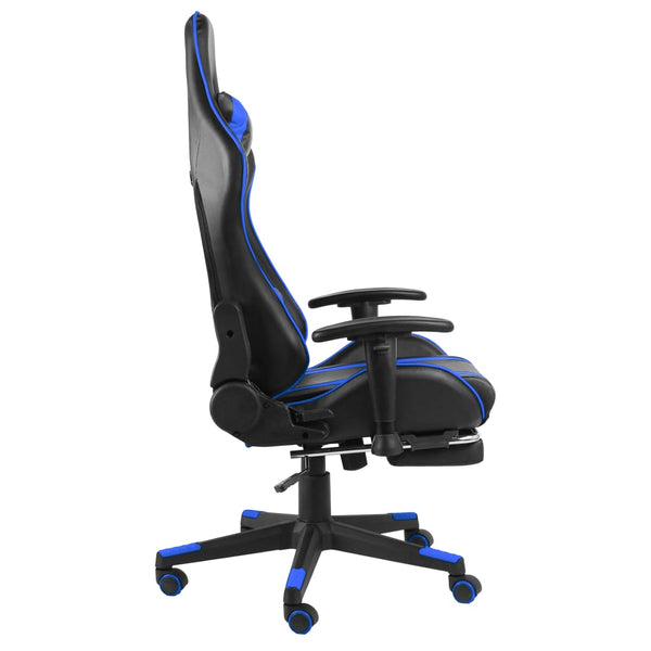 vidaXL Gaming Chair with Footrest Swivel Blue PVC
