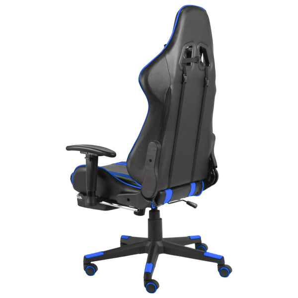 vidaXL Gaming Chair with Footrest Swivel Blue PVC