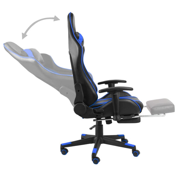 vidaXL Gaming Chair with Footrest Swivel Blue PVC