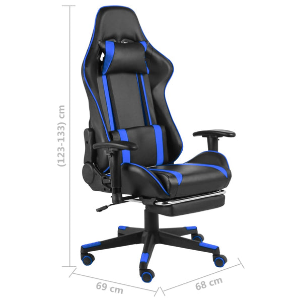 vidaXL Gaming Chair with Footrest Swivel Blue PVC