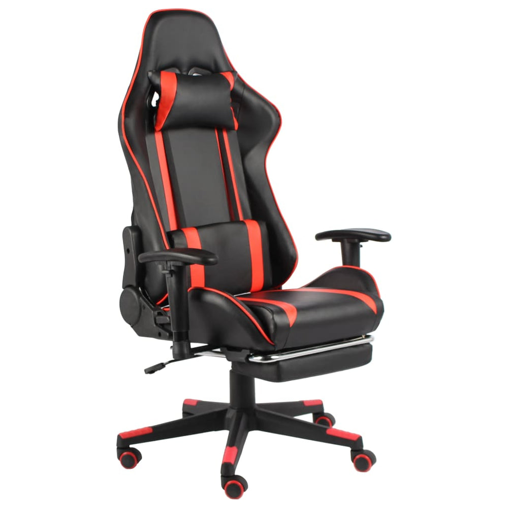 vidaXL Swivel Gaming Chair with Footrest Red PVC