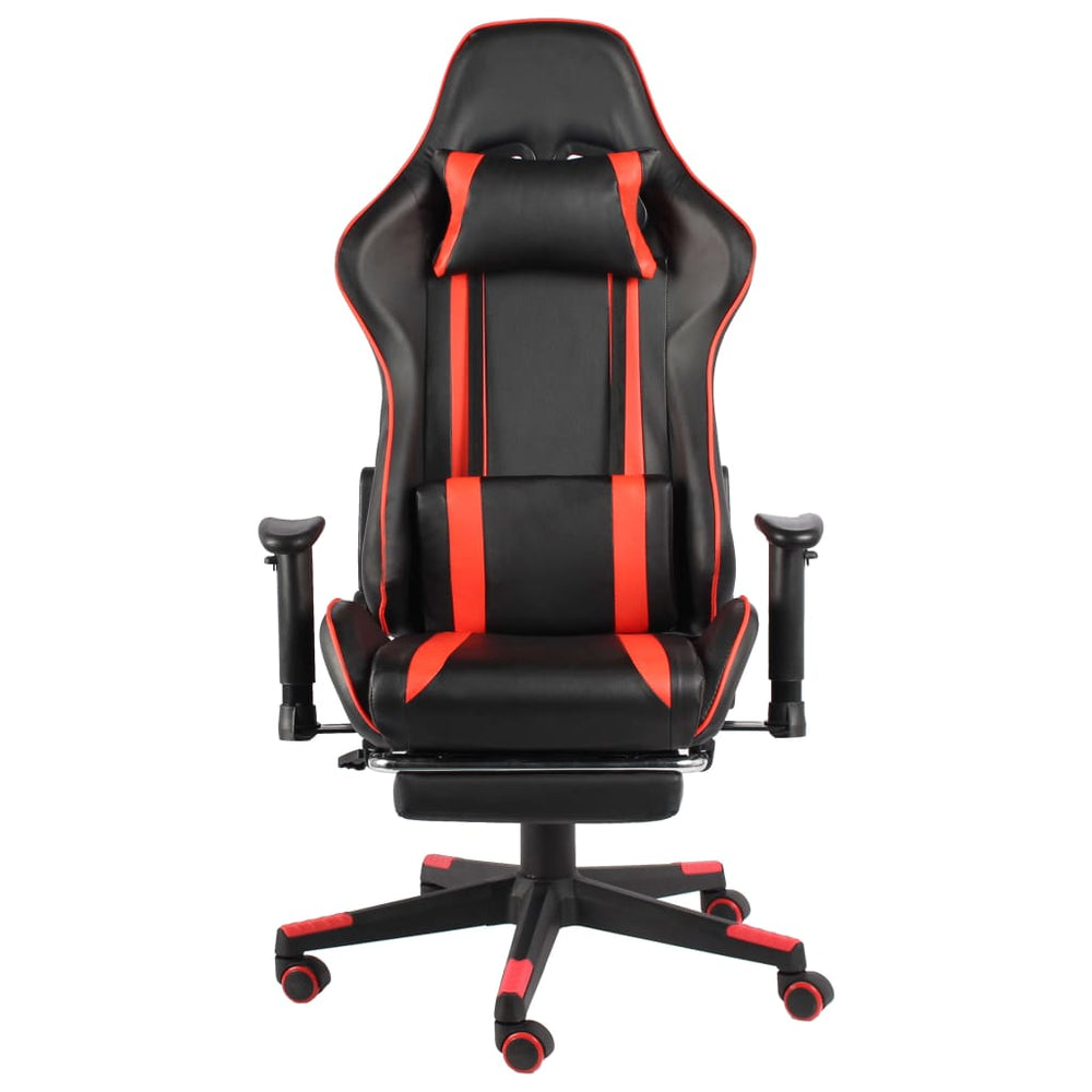 vidaXL Swivel Gaming Chair with Footrest Red PVC