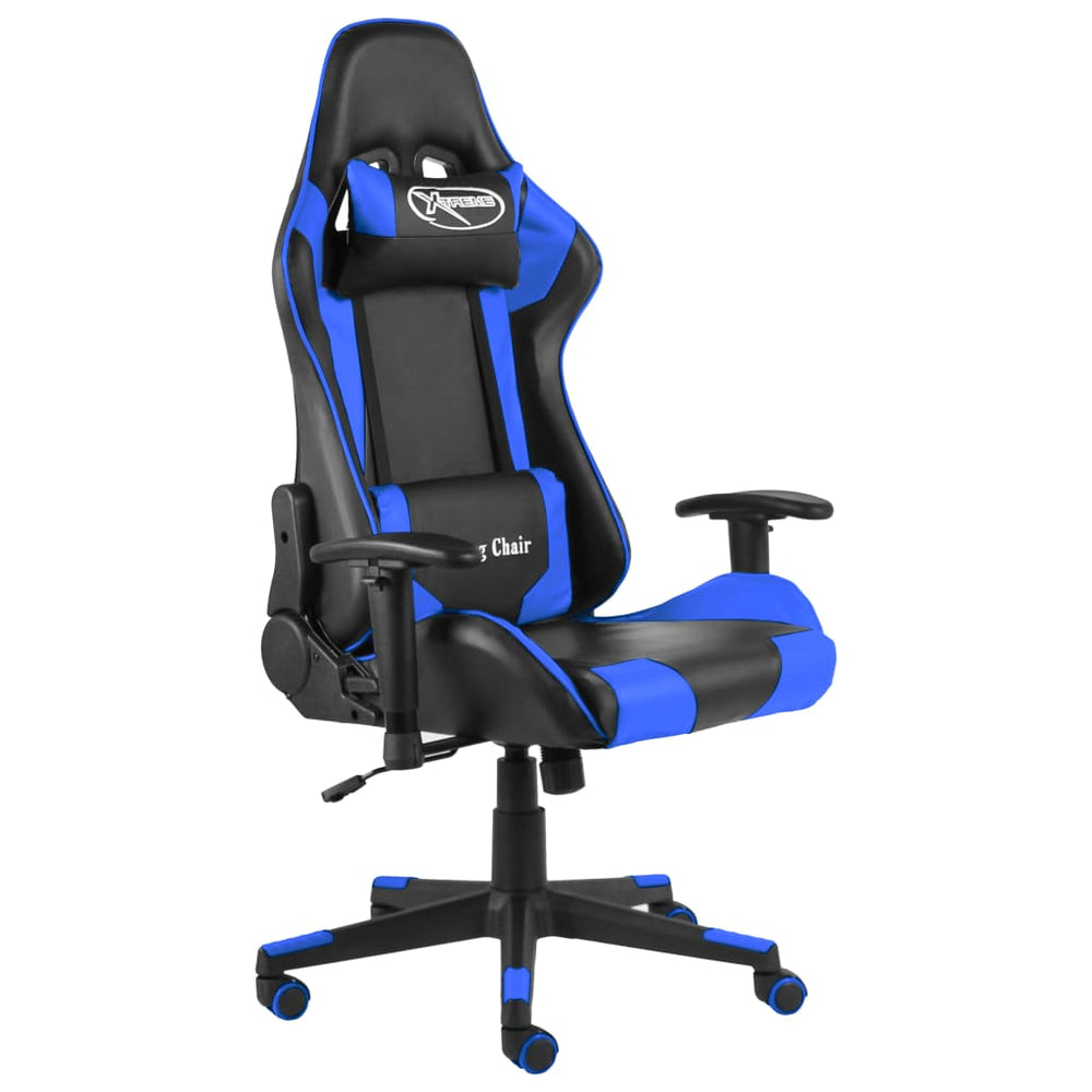 vidaXL Swivel Gaming Chair Blue PVC