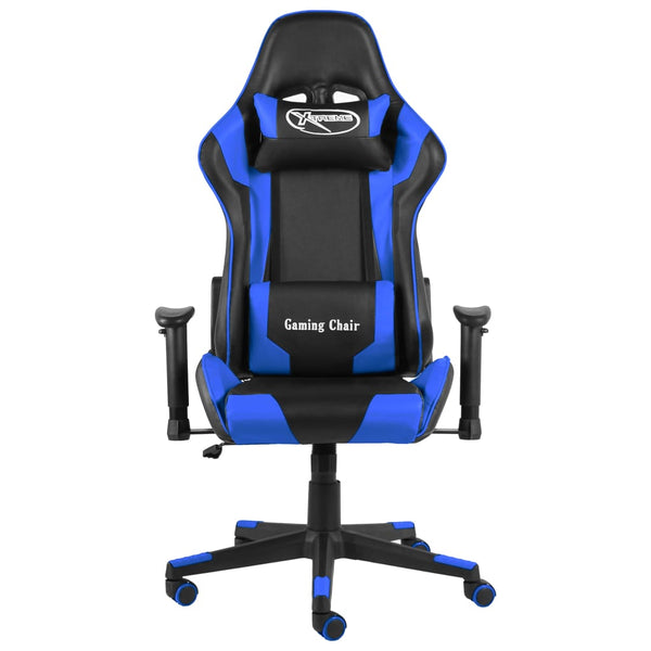 vidaXL Swivel Gaming Chair Blue PVC