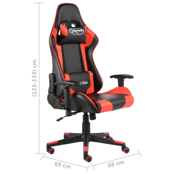 vidaXL Swivel Gaming Chair Red PVC