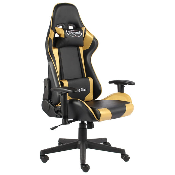 vidaXL Swivel Gaming Chair Golden PVC
