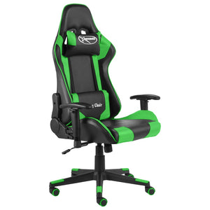vidaXL Swivel Gaming Chair Green PVC