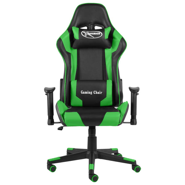 vidaXL Swivel Gaming Chair Green PVC