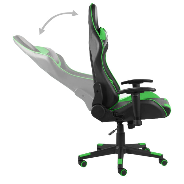 vidaXL Swivel Gaming Chair Green PVC