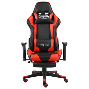 vidaXL Swivel Gaming Chair with Footrest Red PVC
