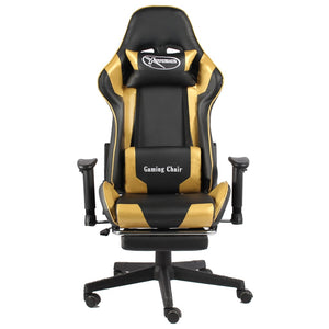 vidaXL Swivel Gaming Chair with Footrest Golden PVC