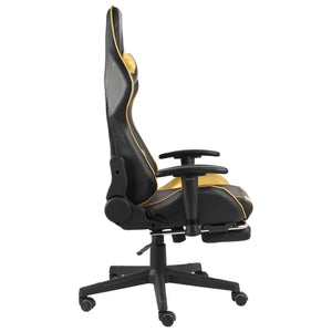 vidaXL Swivel Gaming Chair with Footrest Golden PVC