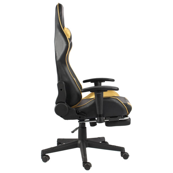 vidaXL Swivel Gaming Chair with Footrest Golden PVC
