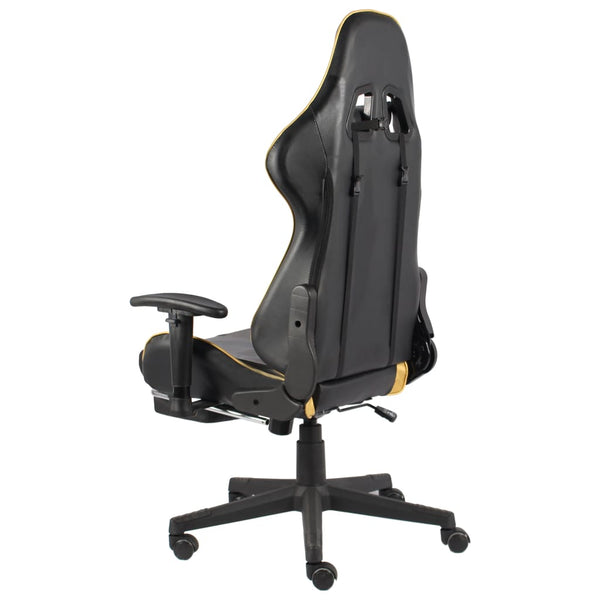 vidaXL Swivel Gaming Chair with Footrest Golden PVC