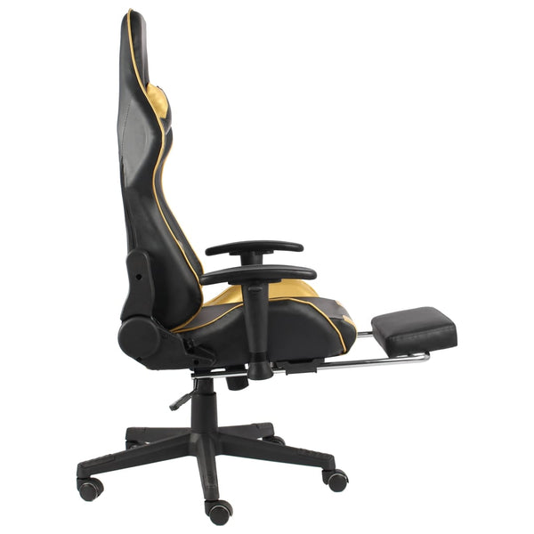vidaXL Swivel Gaming Chair with Footrest Golden PVC
