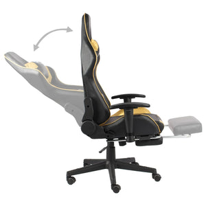 vidaXL Swivel Gaming Chair with Footrest Golden PVC