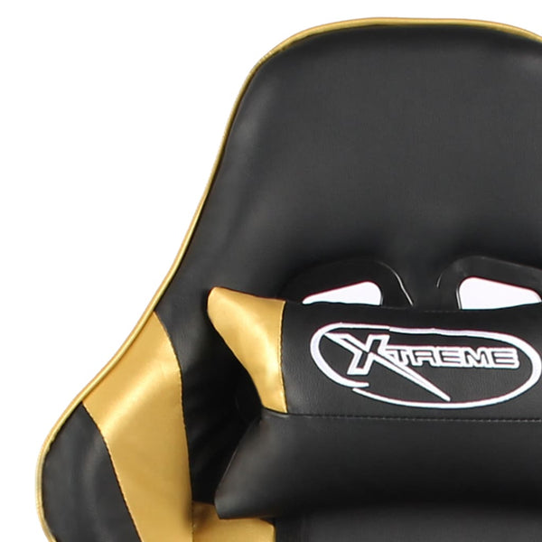 vidaXL Swivel Gaming Chair with Footrest Golden PVC