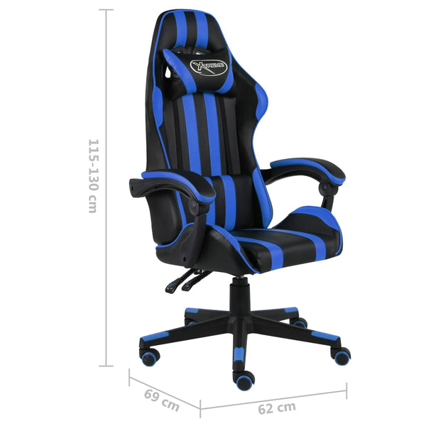 vidaXL Gaming Chair Black and Blue Faux Leather