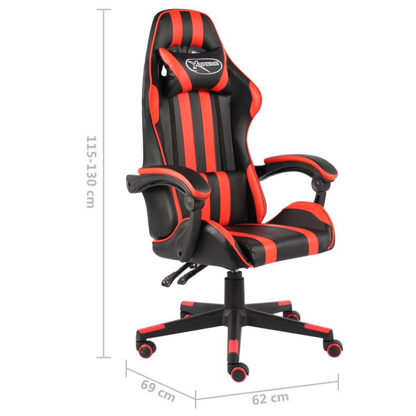 vidaXL Gaming Chair Black and Red Faux Leather