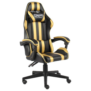 vidaXL Gaming Chair Black and Gold Faux Leather