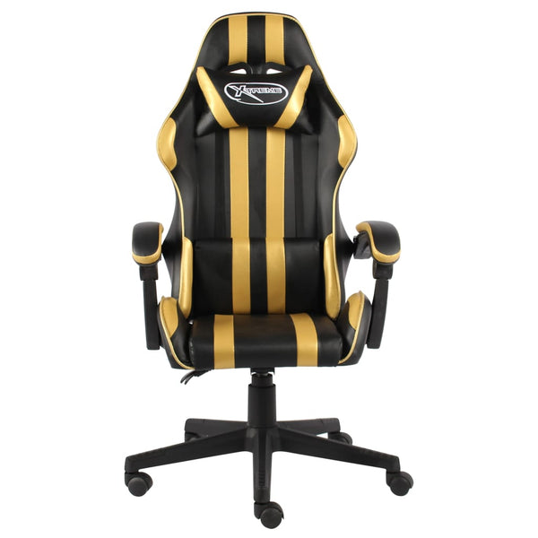 vidaXL Gaming Chair Black and Gold Faux Leather