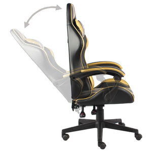 vidaXL Gaming Chair Black and Gold Faux Leather