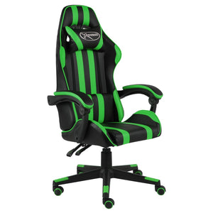 vidaXL Gaming Chair Black and Green Faux Leather